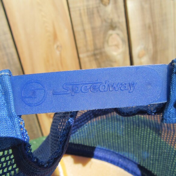 Vintage Checkers Flag Speedway Red White Blue Snapback Baseball Hat Trucker Cap - Picture 10 of 10